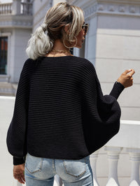 Thumbnail for Horizontal Ribbing Dolman Sleeve Sweater