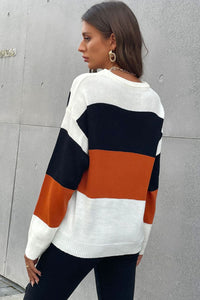 Thumbnail for Longing For Fall Color Block Sweater