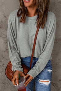 Thumbnail for Seam Detail Round Neck Long Sleeve Top