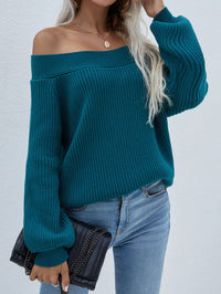 Thumbnail for Off-Shoulder Rib-Knit Sweater