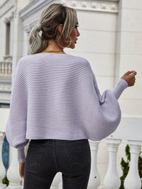 Thumbnail for Horizontal Ribbing Dolman Sleeve Sweater