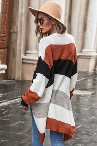 Thumbnail for Striped Open Front Longline Cardigan