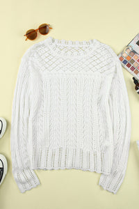 Thumbnail for Openwork Scalloped Trim Knit Top