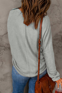 Thumbnail for Seam Detail Round Neck Long Sleeve Top