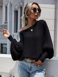 Thumbnail for Horizontal Ribbing Dolman Sleeve Sweater