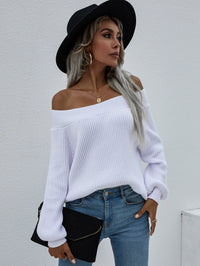 Thumbnail for Off-Shoulder Rib-Knit Sweater