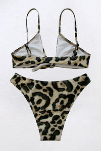 Thumbnail for Leopard Print Tie Front Bikini