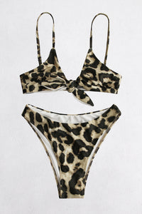 Thumbnail for Leopard Print Tie Front Bikini