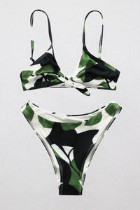 Thumbnail for Leopard Print Tie Front Bikini