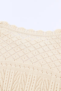 Thumbnail for Openwork Scalloped Trim Knit Top