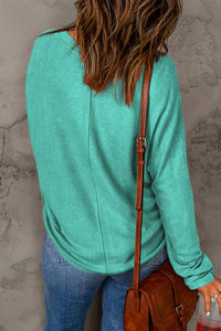 Thumbnail for Seam Detail Round Neck Long Sleeve Top