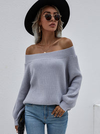 Thumbnail for Off-Shoulder Rib-Knit Sweater