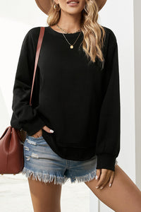 Thumbnail for Side Slit Drop Shoulder Sweatshirt