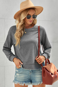 Thumbnail for Side Slit Drop Shoulder Sweatshirt