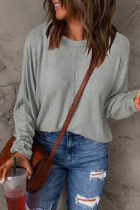 Thumbnail for Seam Detail Round Neck Long Sleeve Top