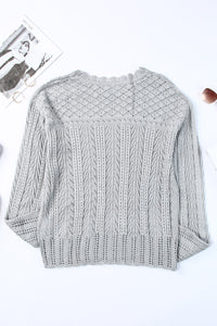 Thumbnail for Openwork Scalloped Trim Knit Top