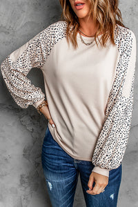 Thumbnail for Leopard Raglan Sleeve Top