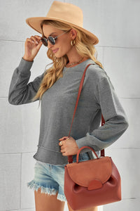 Thumbnail for Side Slit Drop Shoulder Sweatshirt