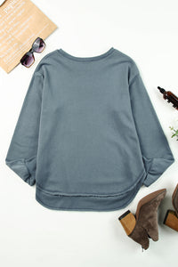 Thumbnail for Side Slit Drop Shoulder Sweatshirt