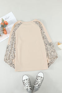 Thumbnail for Leopard Raglan Sleeve Top