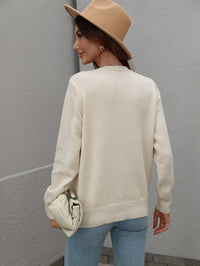 Thumbnail for Fringe Detail Ribbed Trim Sweater