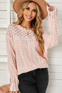 Thumbnail for Openwork Scalloped Trim Knit Top